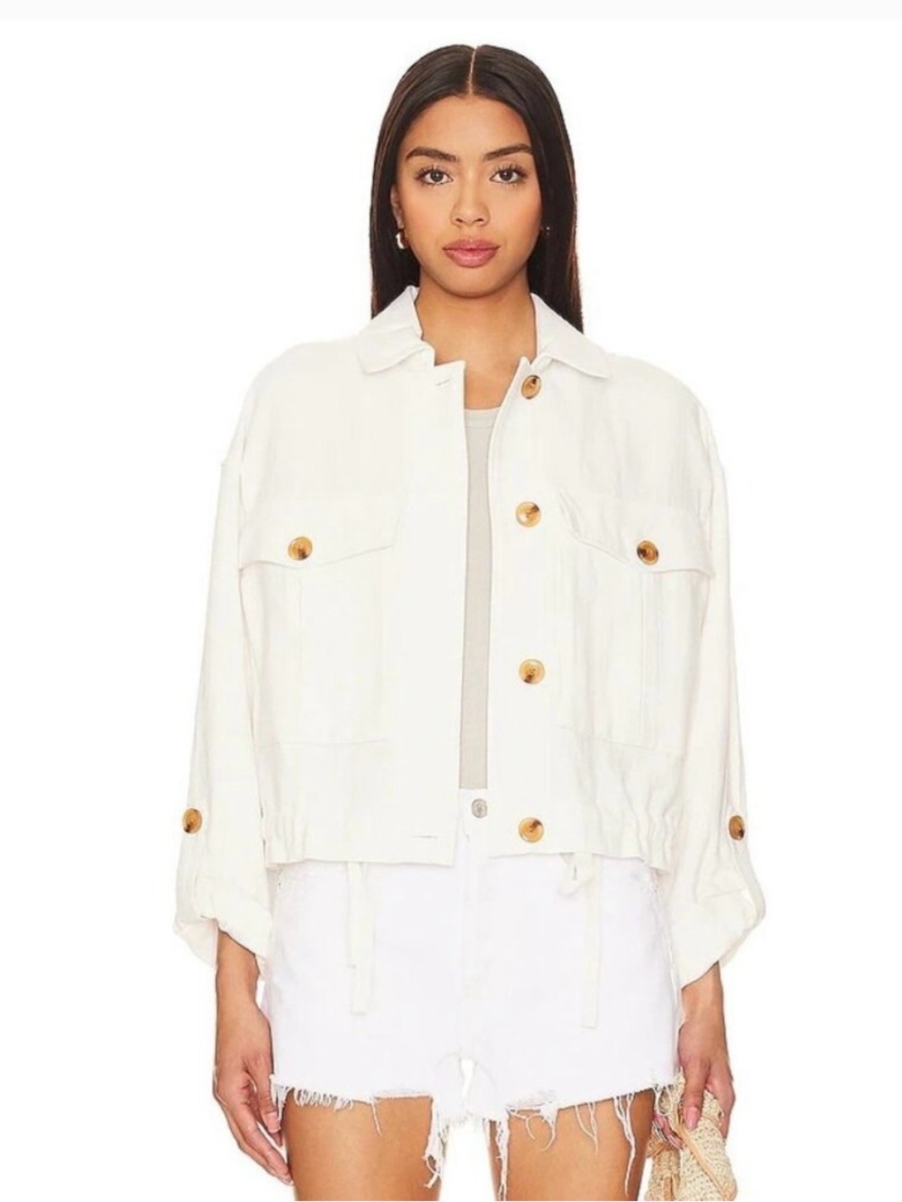 BLANKNYC Jacket in Great Catch White Denim